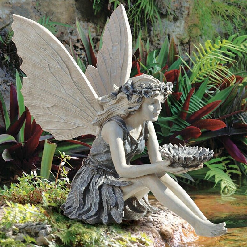 Fairy Sitting Garden Statue Ornament Decoration Resin Crafts Decor Accessories Home Landscaping Backyard Lawn Decoration