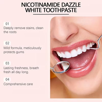 Oralhoe Nicotinamide Dazzle White Toothpaste – Whitening & Fresh Breath Toothpaste with Niacinamide | 100g Daily Oral Care Gel